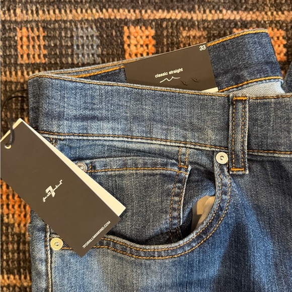 7 For All Mankind Women's Blue Straight Jeans - Picture 2 of 4